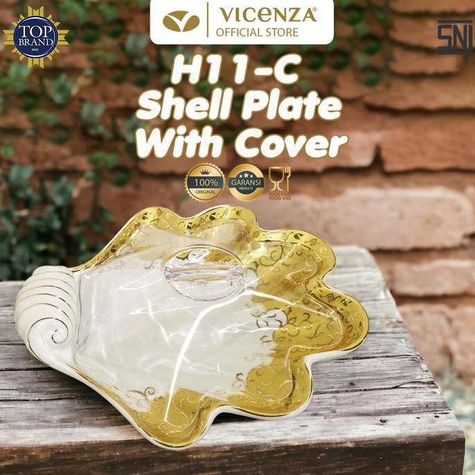 Bestone- Vicenza Piring Kerang dengan Tutup H11-C Motif Marigold