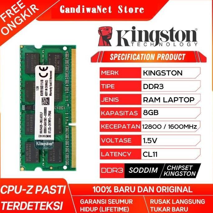 Ram laptop Kingston SODIMM 8GB DDR3 12800/ DDR3-1600 Mhz