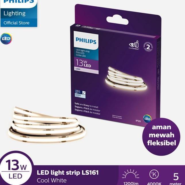Lampu Philips Led Strip Ls161 Cob 13W 4K 5M 24V Semiputih