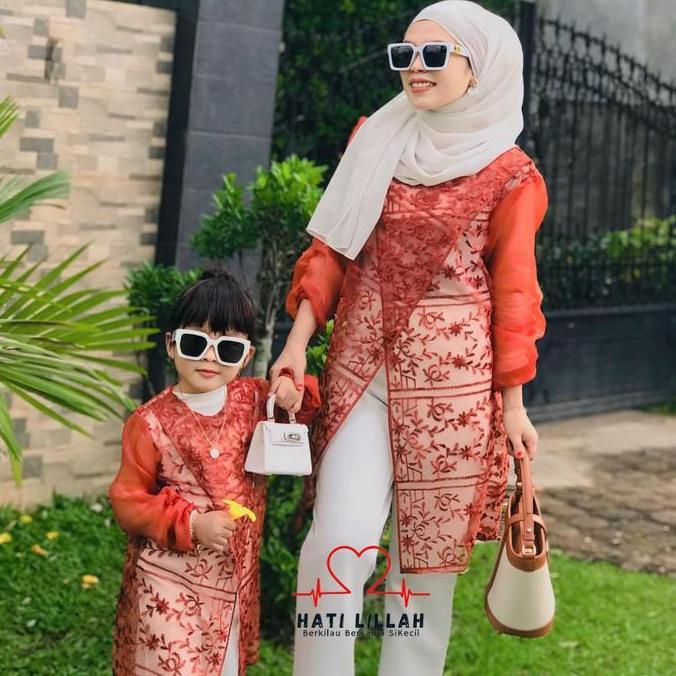 Bgs- Hati Lillah Tunik Couple Ibu Dan Anak Usia 1-13 Tahun Zize Brokat Kondangan Mix Organza Bridesm