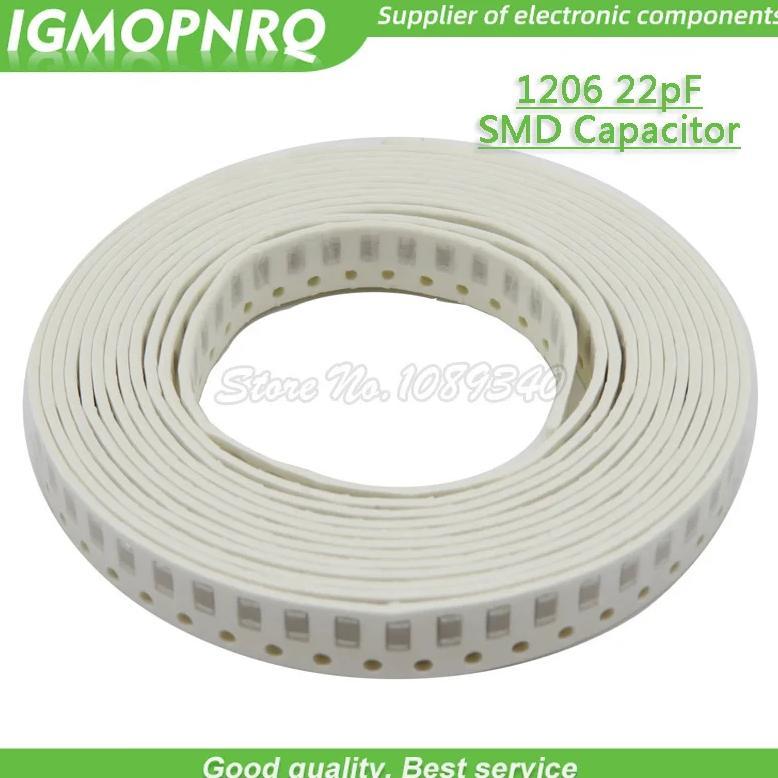 100PCS 1206 smd capacitor 22PF NPO Error 5% 50V 1206 22P capacitance IGMOPNRQ