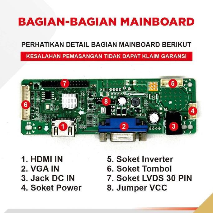 LCD Controller Board Plus Inverter Layar Laptop 1280x800 LVDS 30pin LCD Display Driver Board Monitor