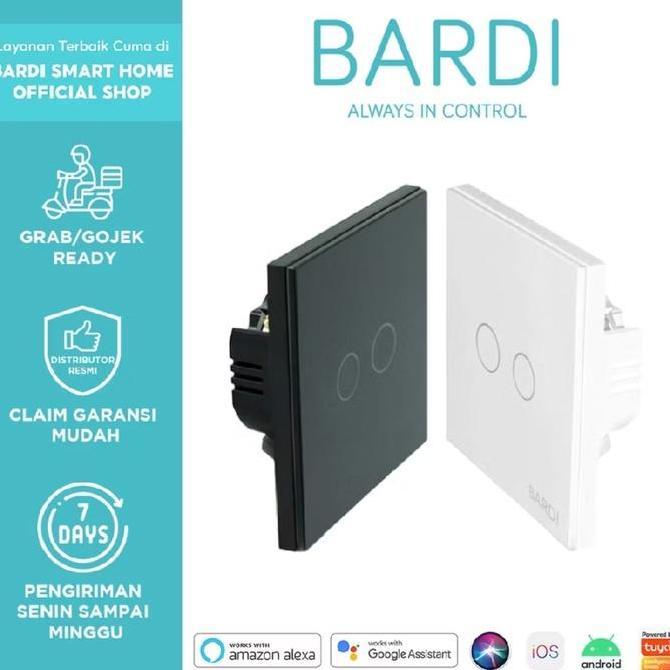 wasihan500 - bardi official smart home wall switch eu 2 gang wifi.  saklar 2 lampu touchscreen led w