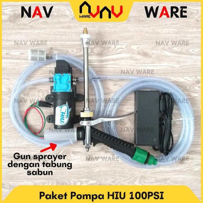 Paket Hiu 100Psi Pompa Air Dc 12V High Pressure Alat Cuci Motor Mobil Steam Sprayer Gun Model Sabun 