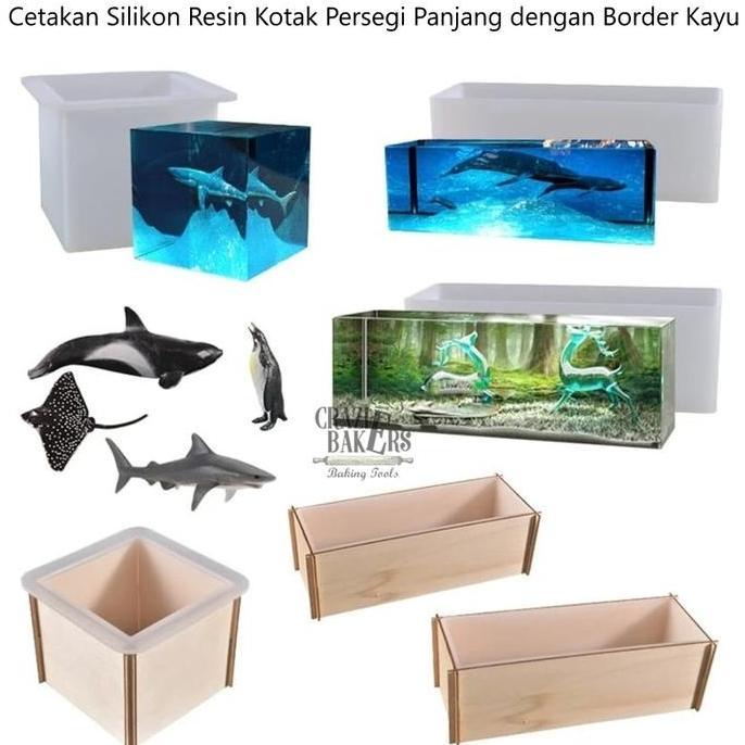 promo Cetakan Silikon Resin Kotak Persegi Panjang dengan Border Kayu terlaris