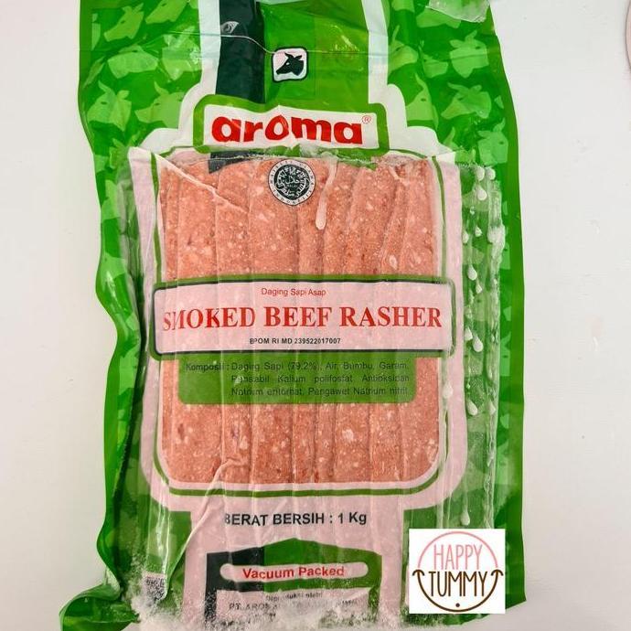 smoked beef rasher aroma daging sapi bacon halal 1kg ori