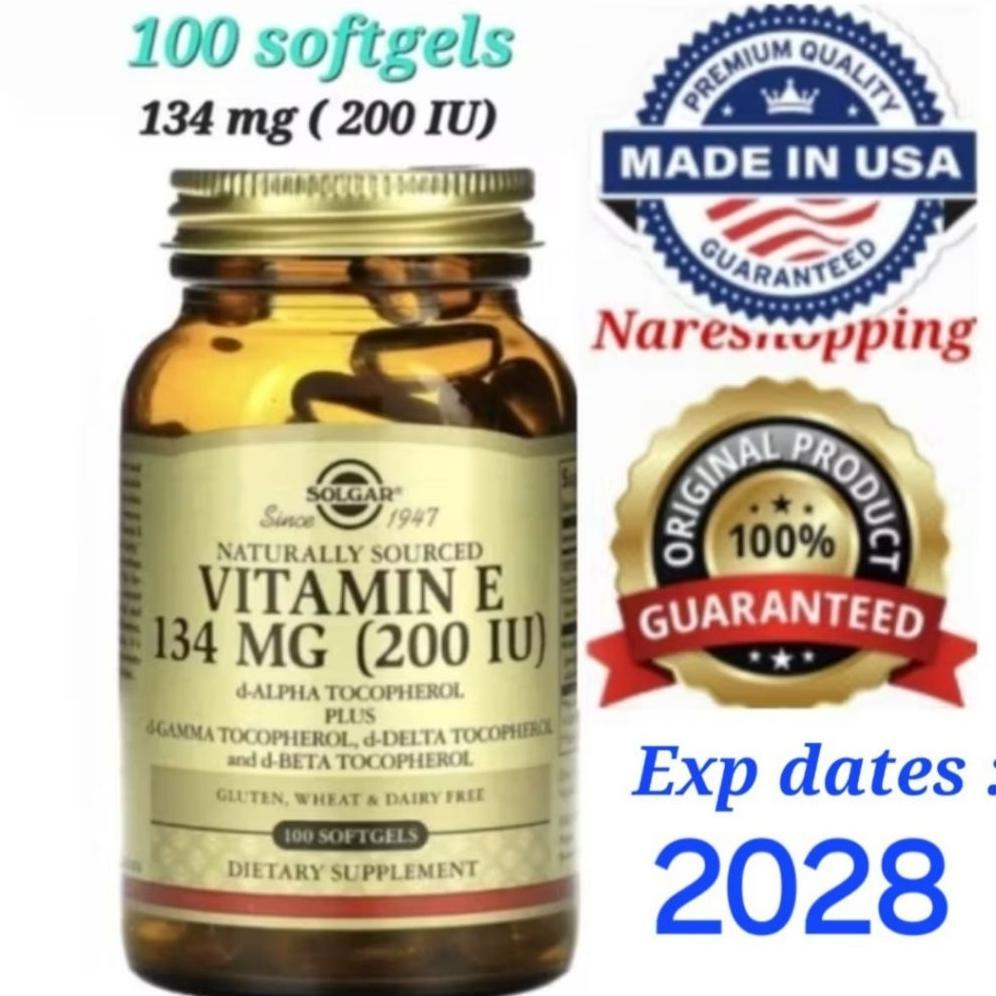 Solgar Vitamin E 134 Mg (200 Iu) 100 Softgels D-Alpha Tocopherol Plus Original