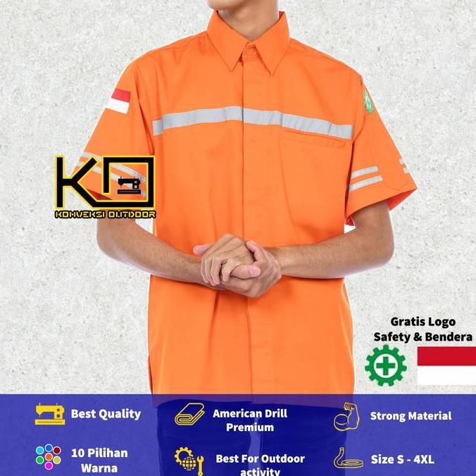 BAJU KEMEJA SAFETY WEARPACK K3 OUTDOOR PREMIUM LENGAN PENDEK Seragam Proyek Keren Pria Kerja Lapanga