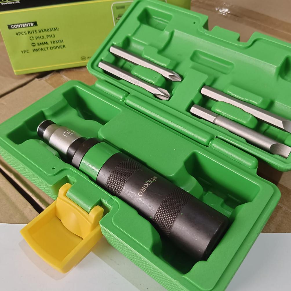 TEKIRO OBENG GETOK SET 5PCS OBENG KETOK PUTAR PLUS MATA OBENG LENGKAP KEMASAN BOX BERKUALITAS