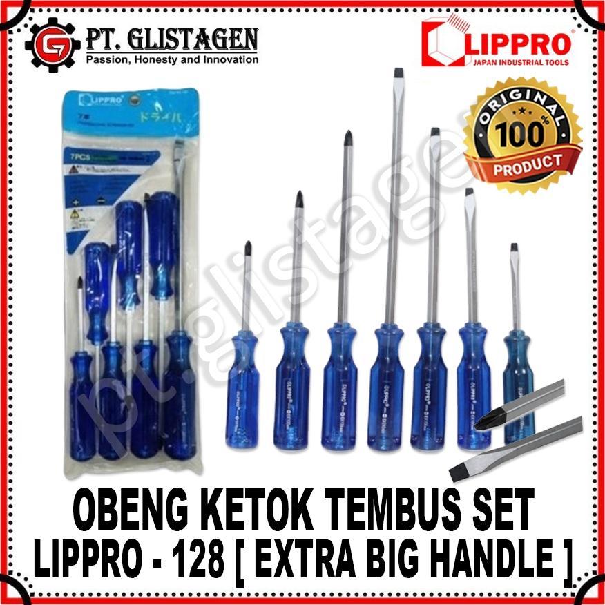 LIPPRO 128 Obeng Set Obeng Tembus Obeng Ketok SET 7 PCS ORIGINAL LIPPRO
