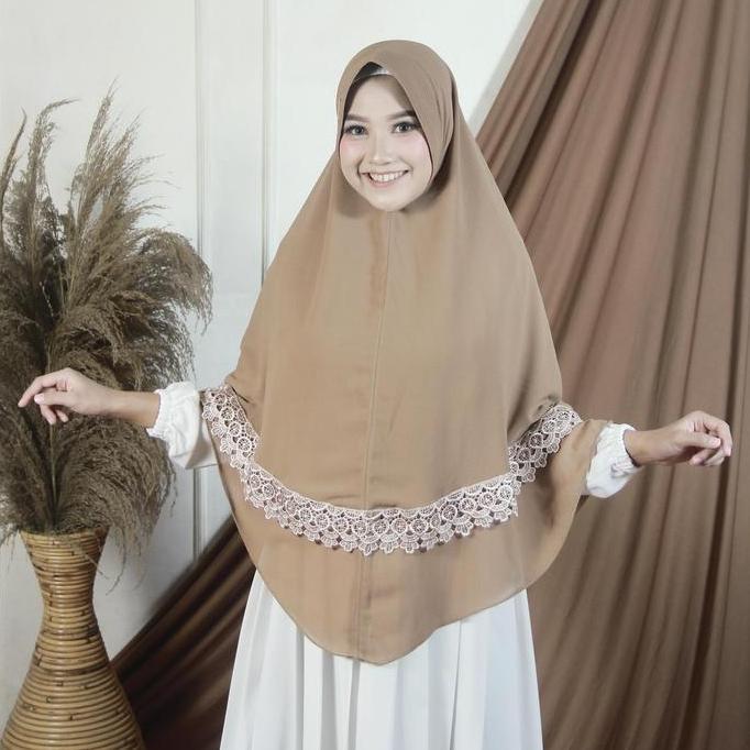 HIJAB KHIMAR SYAR'I JUMBO 2 LAYER CERUTY BABY RENDA Cantik Ceruti Kerudung Syari Doll Instan Muslim 