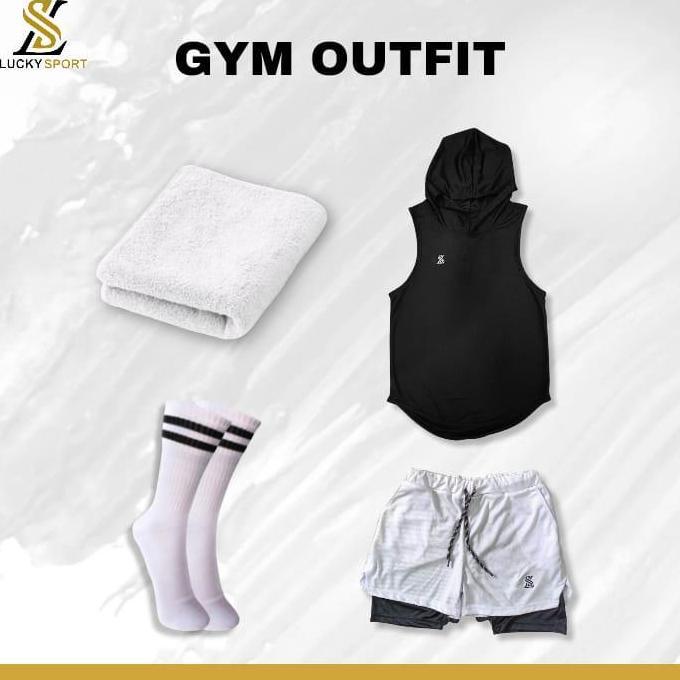 Terlaris, Lucky Sport | Outfit Olahraga Stelan Jersey Hoodie Baju Dan Celana Olahraga Gym Fitness Vo