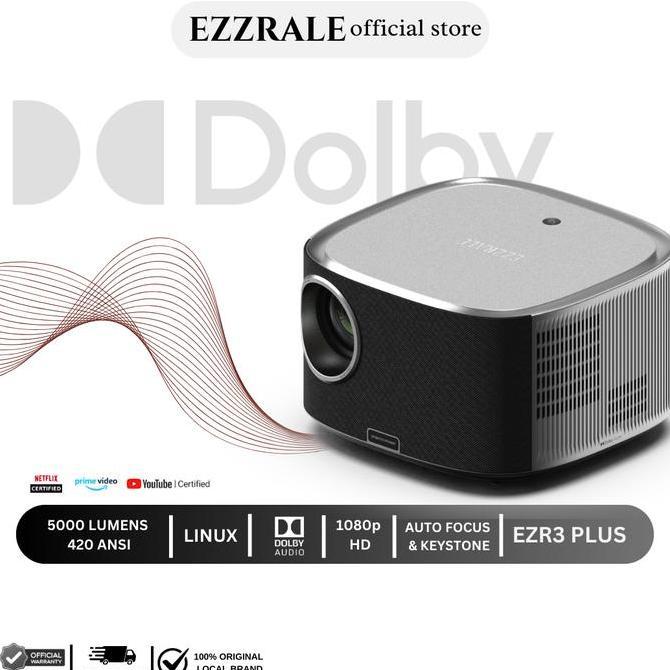 EZZRALE EZR3+ SMART PROJECTOR 420 ANSI  LINUX OS NETFLIX CERTIFIED