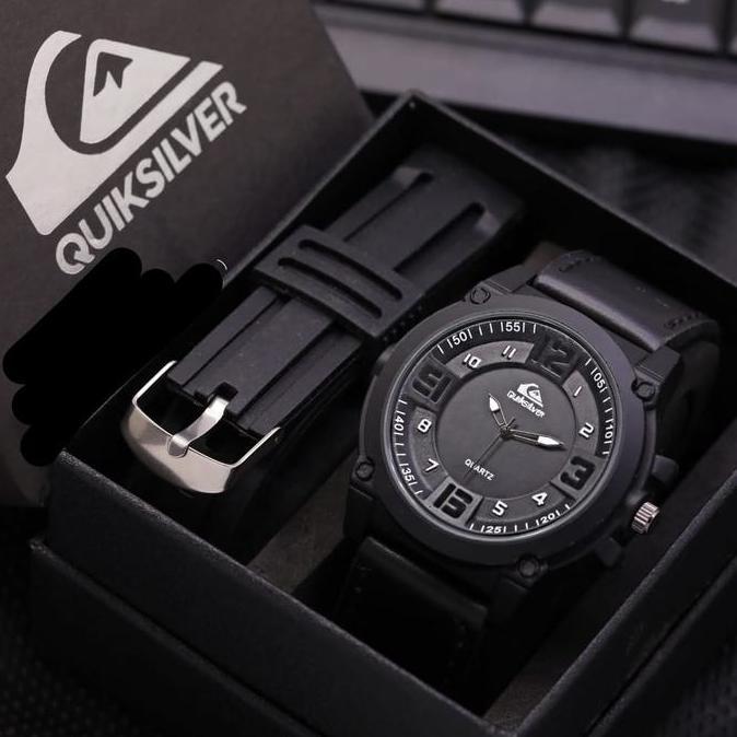 BERDOSS_BALIMAY - JAM TANGAN PRIA TALI KULIT QUIKSILVER FREE STRAP RUBBER BOX JAM TANGAN