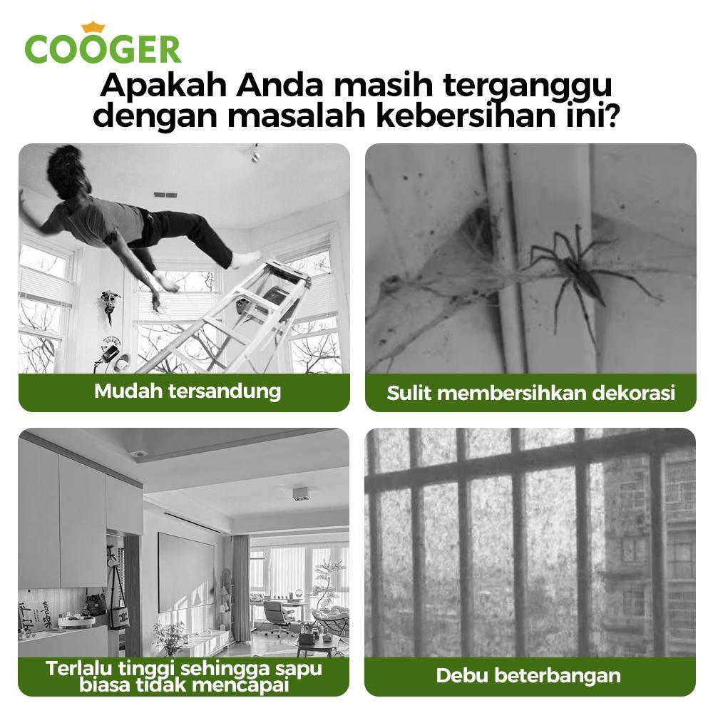 Cooger Surabaya Sapu Sawang Panjang 2 Meter Sapu Plafon Dinding Kemoceng Tebal Gagang Stainless
