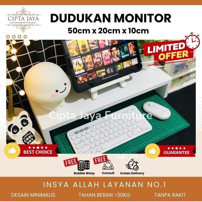 Meja Monitor Komputer Stand Tatakan Dudukan Standing Rak Laptop Pc 19 inc Minimalis Kayu Aesthetic K