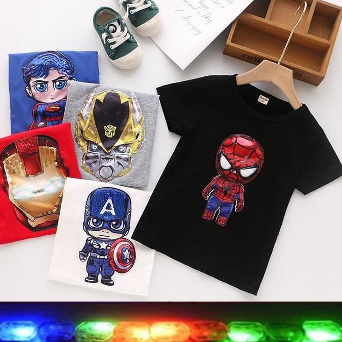 SIAPKIRIM Baju LED Anak Cowok Baju Lampu Menyala Laki Superhero Impor READY STOCK