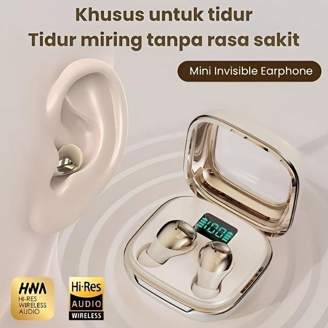 Sabarshopss - Mini Earphone In-Ear Sleep Invisible Wireless Bluetooth Headphone Bluetooth 5.4 Ultra 