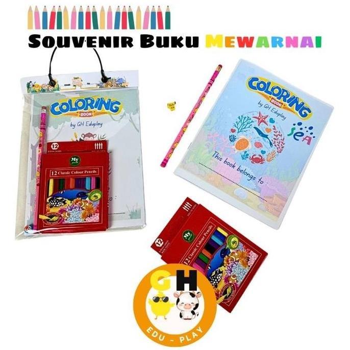 GHEduplay Souvenir Ulang Tahun Anak Paket Buku Mewarnai FREE Pensil Warna Bisa Custom mainan mr diy 