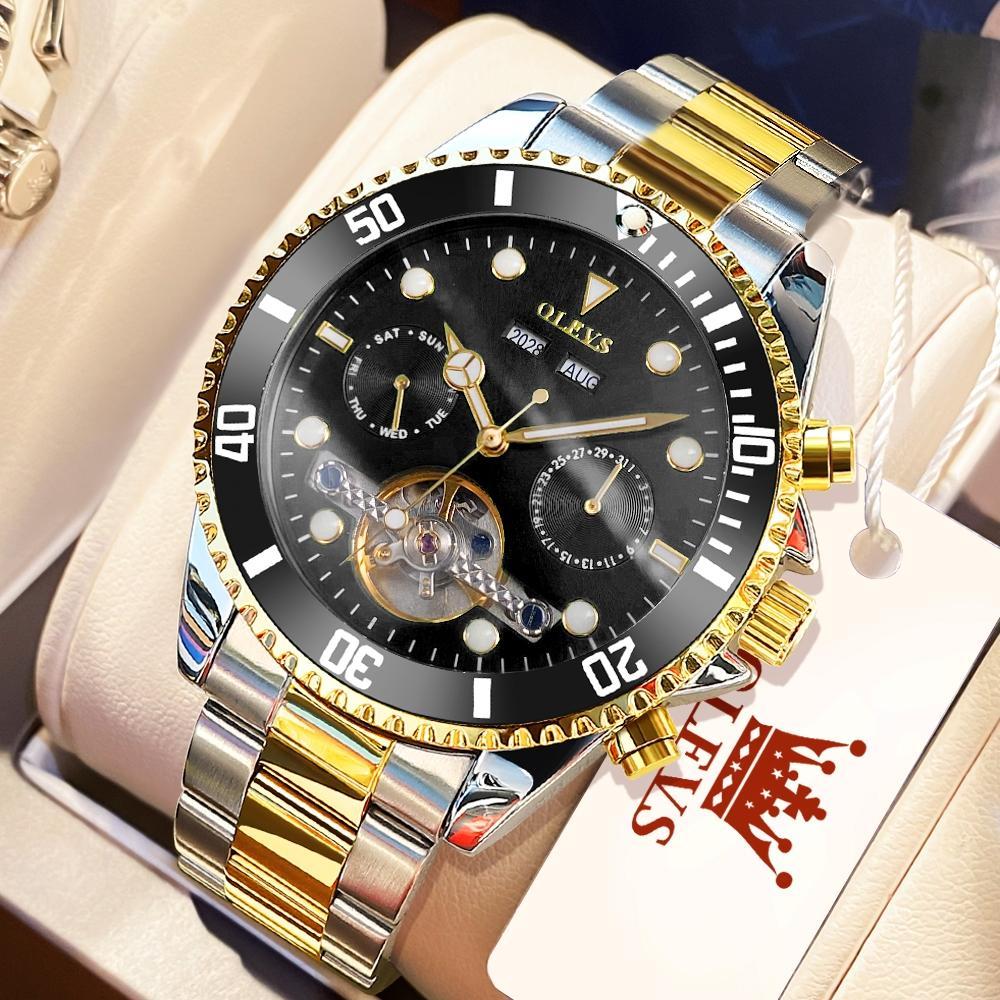 Olevs Jam Tangan Automatic Pria Original Anti Air Mewah Multi-Function Watch Men Cod