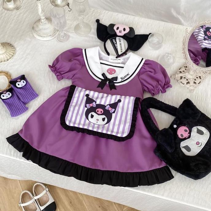 ASLI Dress kuromi anak/ dress anak/ kostum kuromi / kostum sanrio/ dress kuromi/ baju kuromi anak/ d