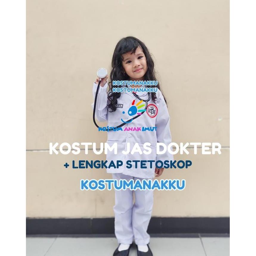 TERMURAH [KOSTUMANAKIMUT] BAJU KOSTUM DOKTER ANAK-BAJU DOKTER ANAK-JAS DOKTER ANAK LENGKAP STETOSKOP