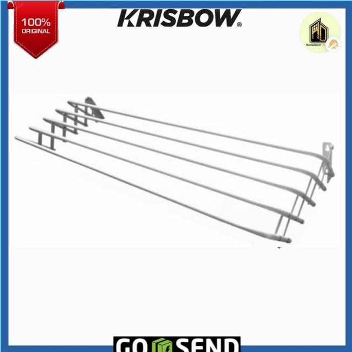 ORIGINAL Krisbow Gantungan Handuk Dinding Tempel 60 Cm - Putih / jemuran baju READY STOCK