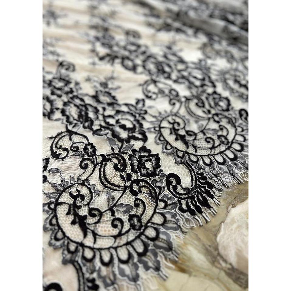 Kain Brokat Bahan Brukat Panel 2 sisi Premium Import Lace Tulle Paris