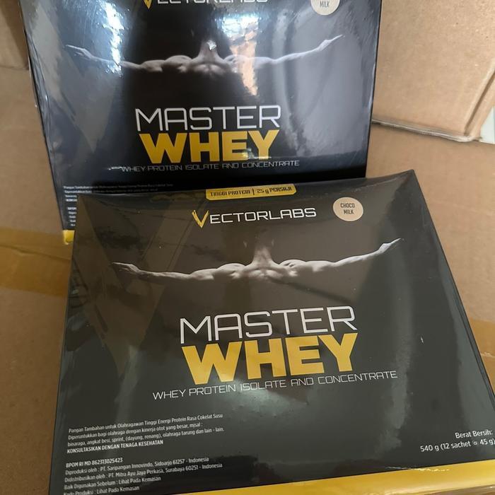 New master whey 12 sachet chocolate milk suplemen fitness protein susu