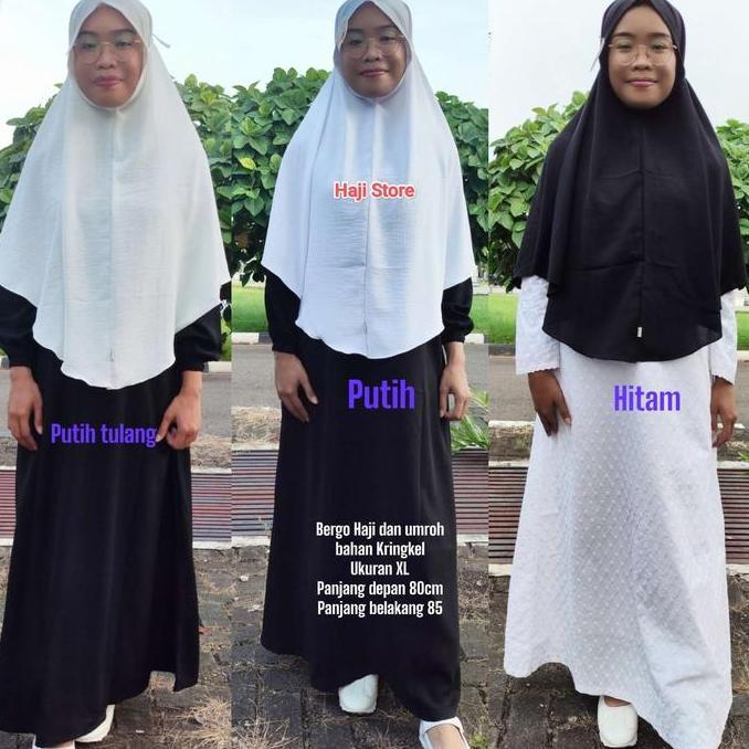 Bergo haji dan umroh  bahan  Crinkle premium ukuran XL Instan Jilbab jilbab hijab instan