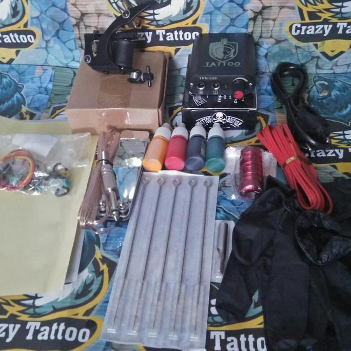 Paket Lengkap 1Set Mesin Tattoo Coil Dan 4Pcs Tinta Warna Tato Tatto Kualitas Terbaik Harga Termurah