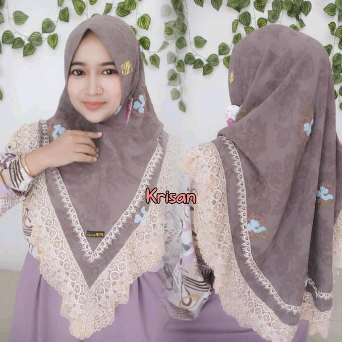 DEWISA SHOP- Hijab Instan KRISAN RENDA Softpad Crinkle Embos Pom-Pom Premium Ori Ayyuby Hijab