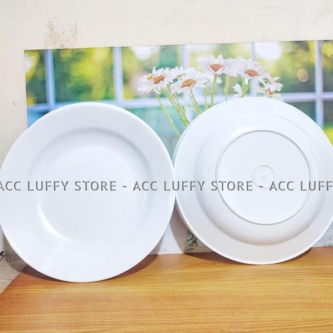 Termurah Satu Lusin /12 Pcs Piring Makan Putih Polos - Piring Plastik Murah Tebal - Piring Makan Pla