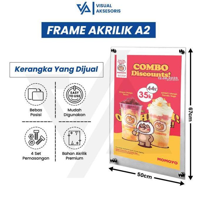Frame Dinding Akrilik A2 Transparan | Bingkai Poster Minimalis