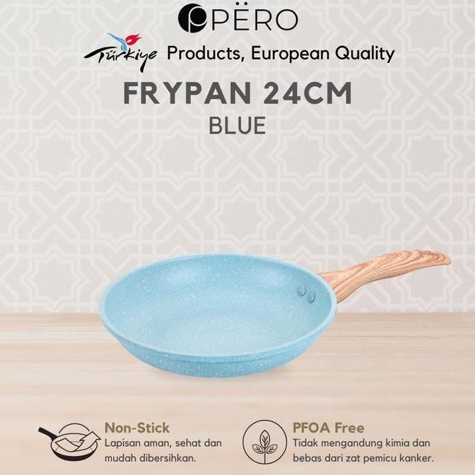 Berkualitas [In House] Pero Frypan 24Cm Nonstick Granite Wooden Handle/ Wajan Tanpa Minyak