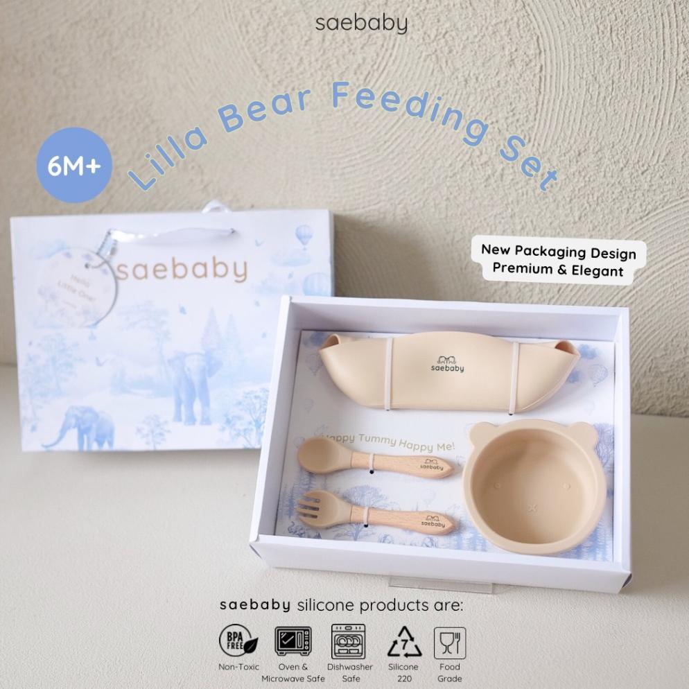 SAE LILLA BEAR SET, Baby Feeding Silicone Set, Hampers Bayi Peralatan Makan Bayi, Hampers Lahiran Al