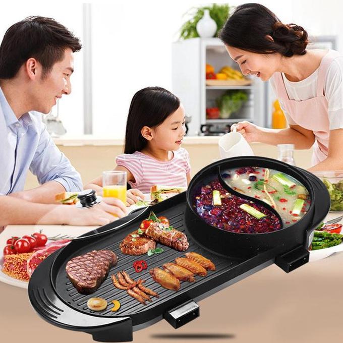 SKHOMEDECOR Korean Grill Pan BBQ Large Electric Multifungsi 2in1 Hotpot BBQ hotpot Shabu shabu