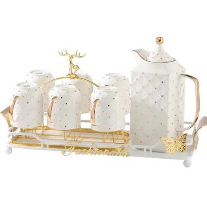 Terlaris Teko Gelas Nordic Set 8 Pcs Ketel Cangkir Set Keramik Pitcher Set Keramik Gelas Keramik