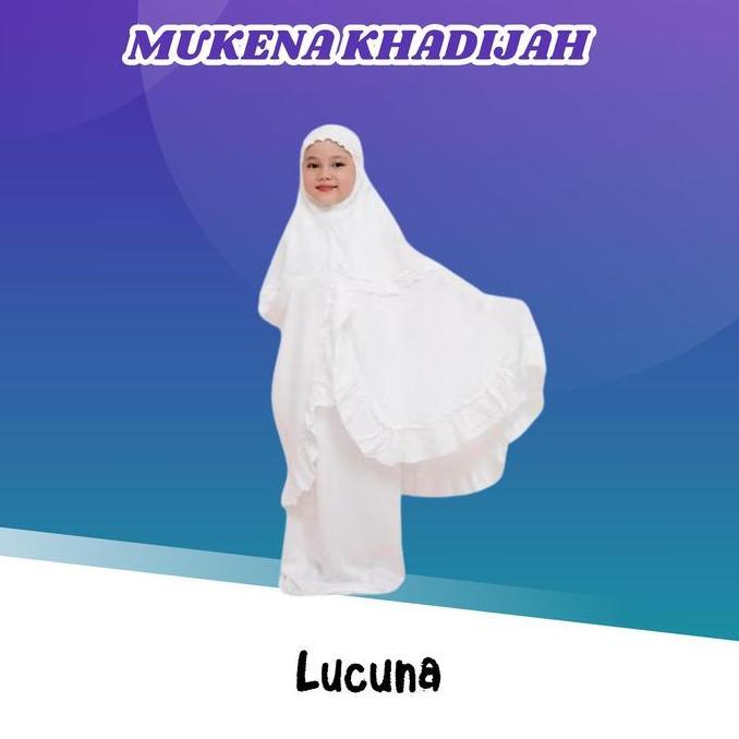 Mukena Muslim Anak Khadijah Lucuna Warna Putih Size 2-7 Tahun Baju Syari Gamis Wanita