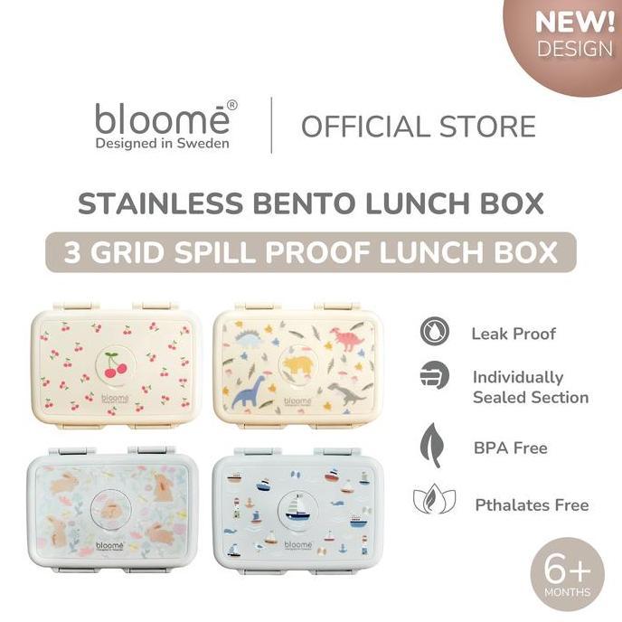 Bloome Stainless Bento Lunch Box- Kotak Bekal Makan Premium Sekat 3 - Anti Tumpah / Anti Campur