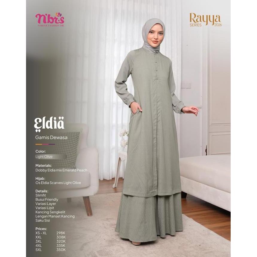 Parling Laris Eldia Light Olive - Nibras Fashion Rayya Series 2026 - Baju Muslim Sarimbit Keluarga T
