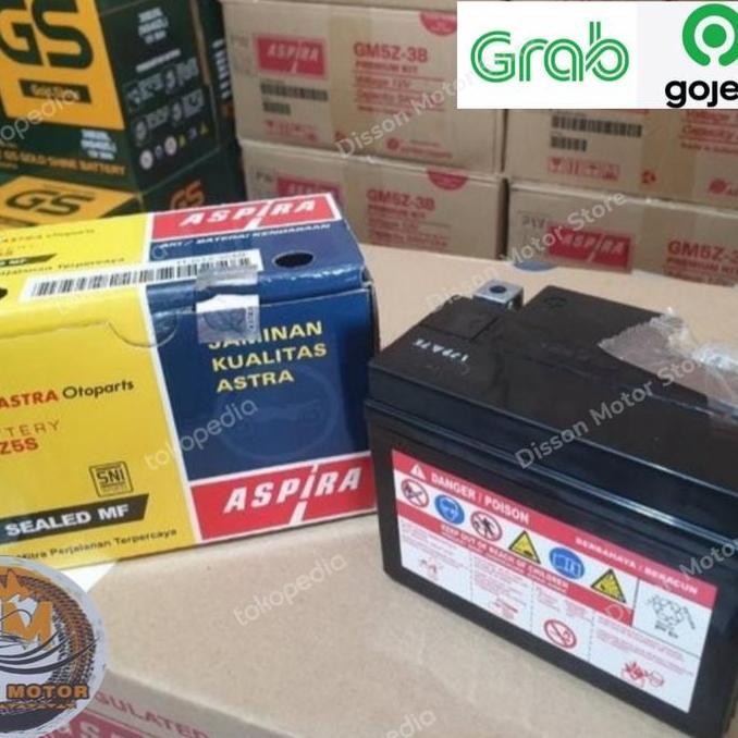 AKI KERING ASPIRA GTZ5S AKI MOTOR VARIO,BEAT,MIO,SCOOPY,VIXION,XRIDE ORIGINAL DAN TERPERCAYA