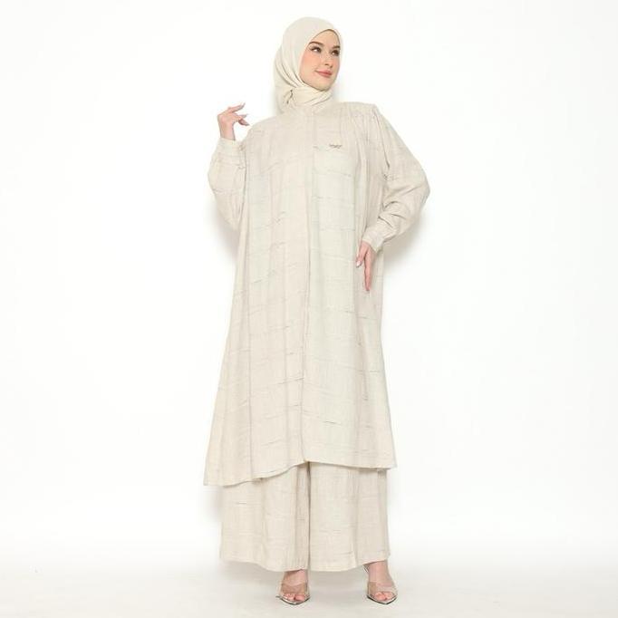 Girlfun- Okedashop - Gaina Set Celana - Setelan Celana Wanita Linen Polos Tunik Kulot