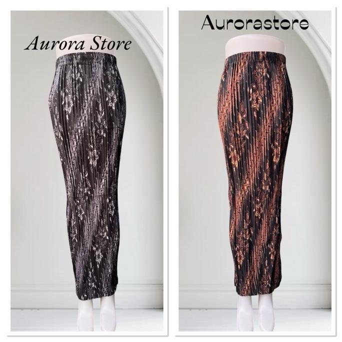 Newgir- Rok Plisket Motif Ceri Bawahan Kebaya Rok Pesta Kondangan Bawahan Wisuda Jumbo Batik Modern 