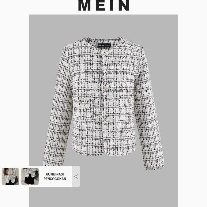 READY [MEIN] Outer Coat Blazer Kotak Kasual Wanita Coat Elegant Wanita Panjang Putih 5545 G00D QU4LI