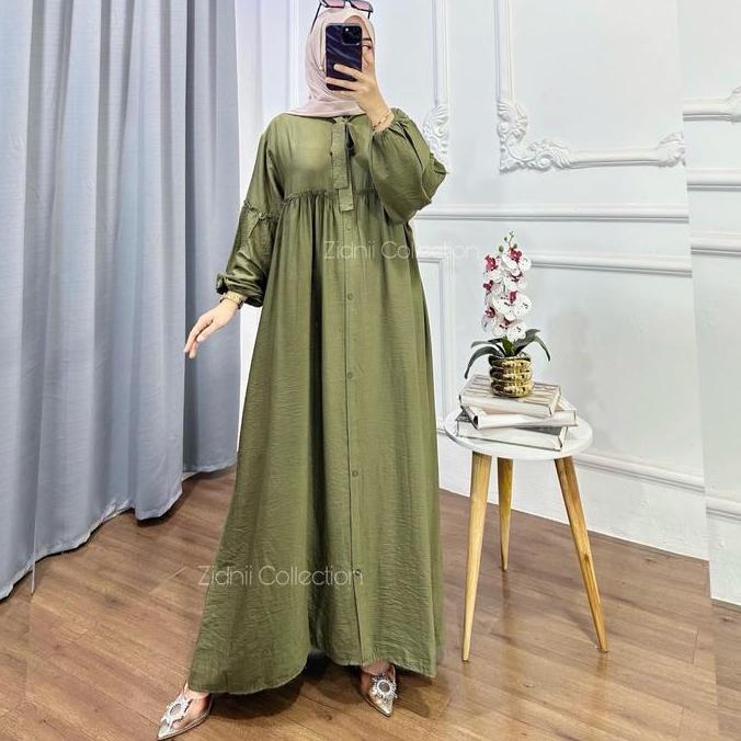 READY ALMIRA Dress Polo Linen Premium Polos Gamis Kancing Nyaman G00D QU4LITY