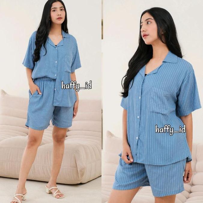 READY ONESET SANIA SETELAN WANITA KEKINIAN RAYON PREMIUN - SHORT PANTS PAJAMAS SLEEPWEAR SET CELANA 