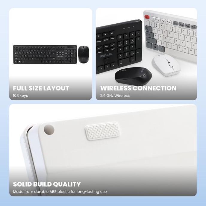 Rexus KM8 : Combo Keyboard + Mouse Wireless, Baterai Tahan Lama, Pasangan Ideal untuk Komputer Anda