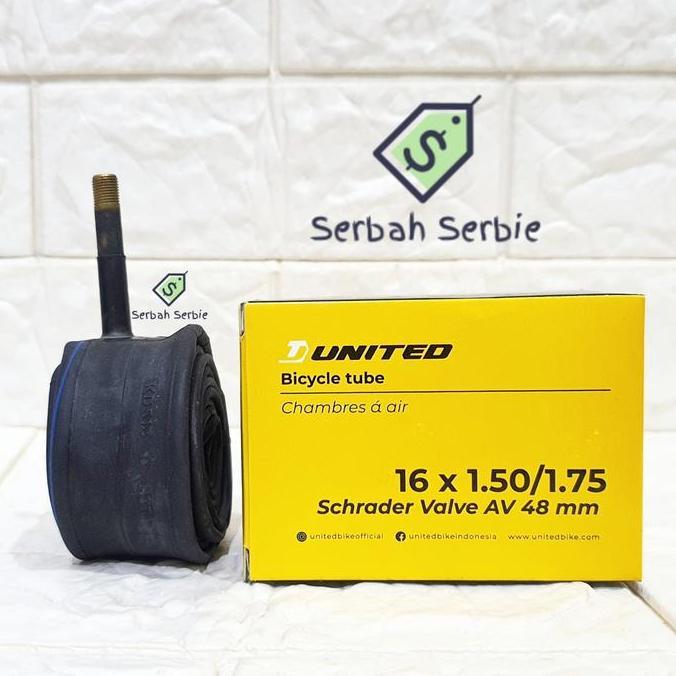 Promo BAN DALAM SEPEDA 16X1.50/1.75 48 MM UNITED 16 X 150 1.50 175 1.75 16X150 16X175 BUTYL 48MM LIP