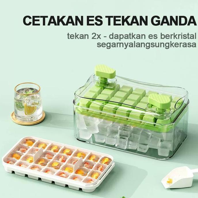 JC Ice Cube Maker 28 Grid Cetakan Es Batu Kristal Transparan, Pembuat Es Batu Mini Praktis, Tempat E